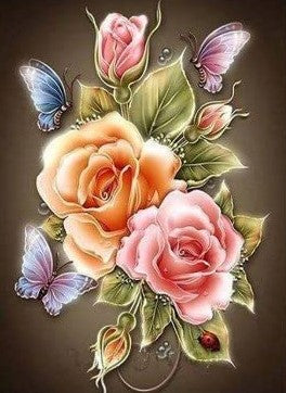 Diamond Painting Bloemen Kleurrijk met Ronde steentjes 70x100cm - Beste Kwaliteit